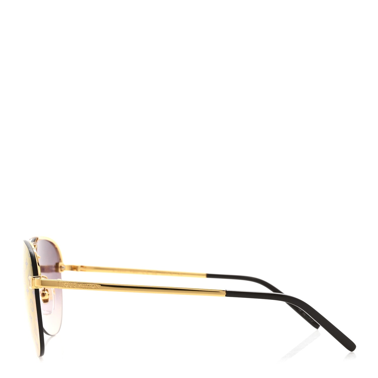 Louis Vuitton Metal Clockwise Sunglasses Z1020E Gold Brown 1810358