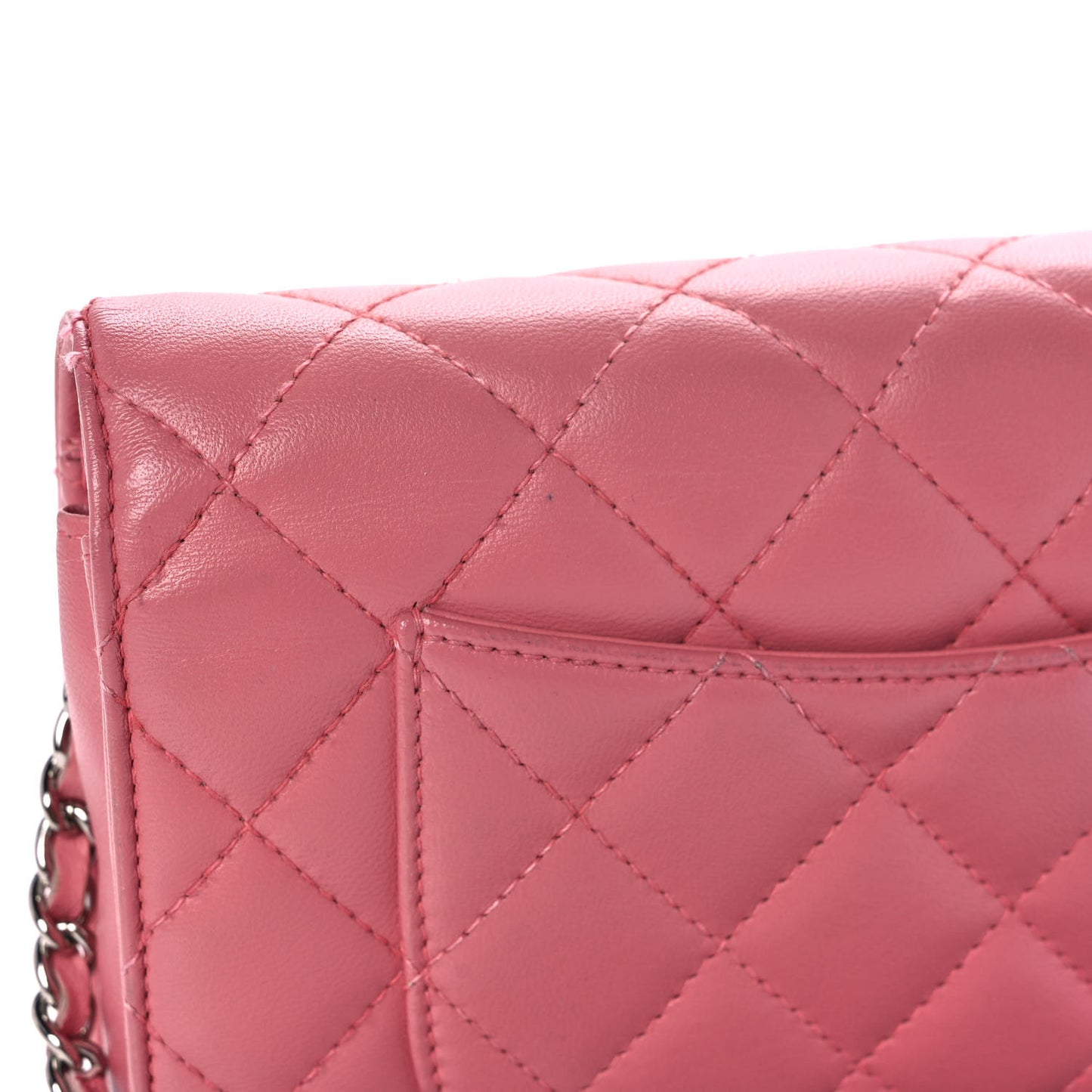 Lambskin Quilted Wallet on Chain WOC Pink