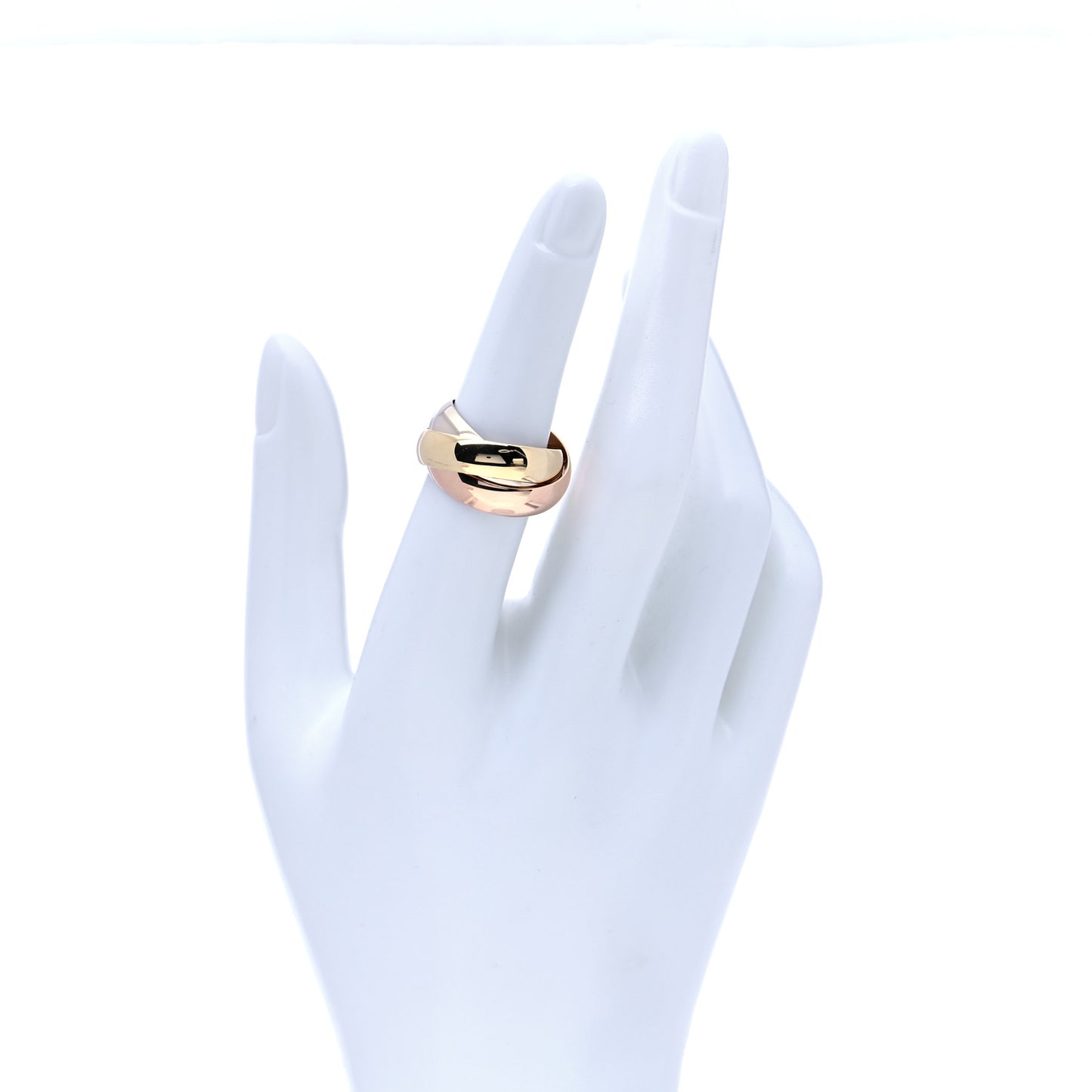 18K Pink Yellow White Gold Large Trinity Ring 52 6