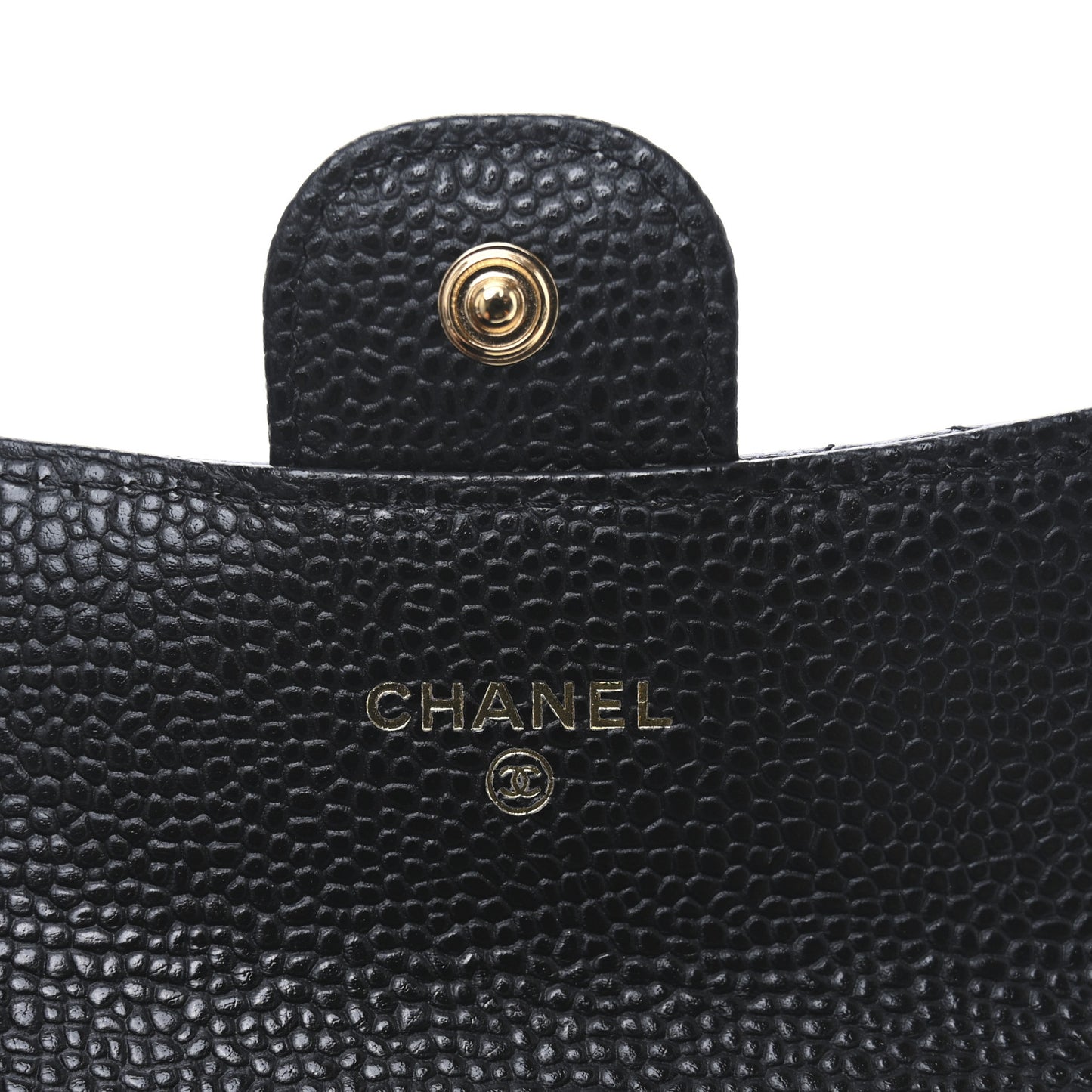 Caviar Quilted Flap Card Holder Wallet Black