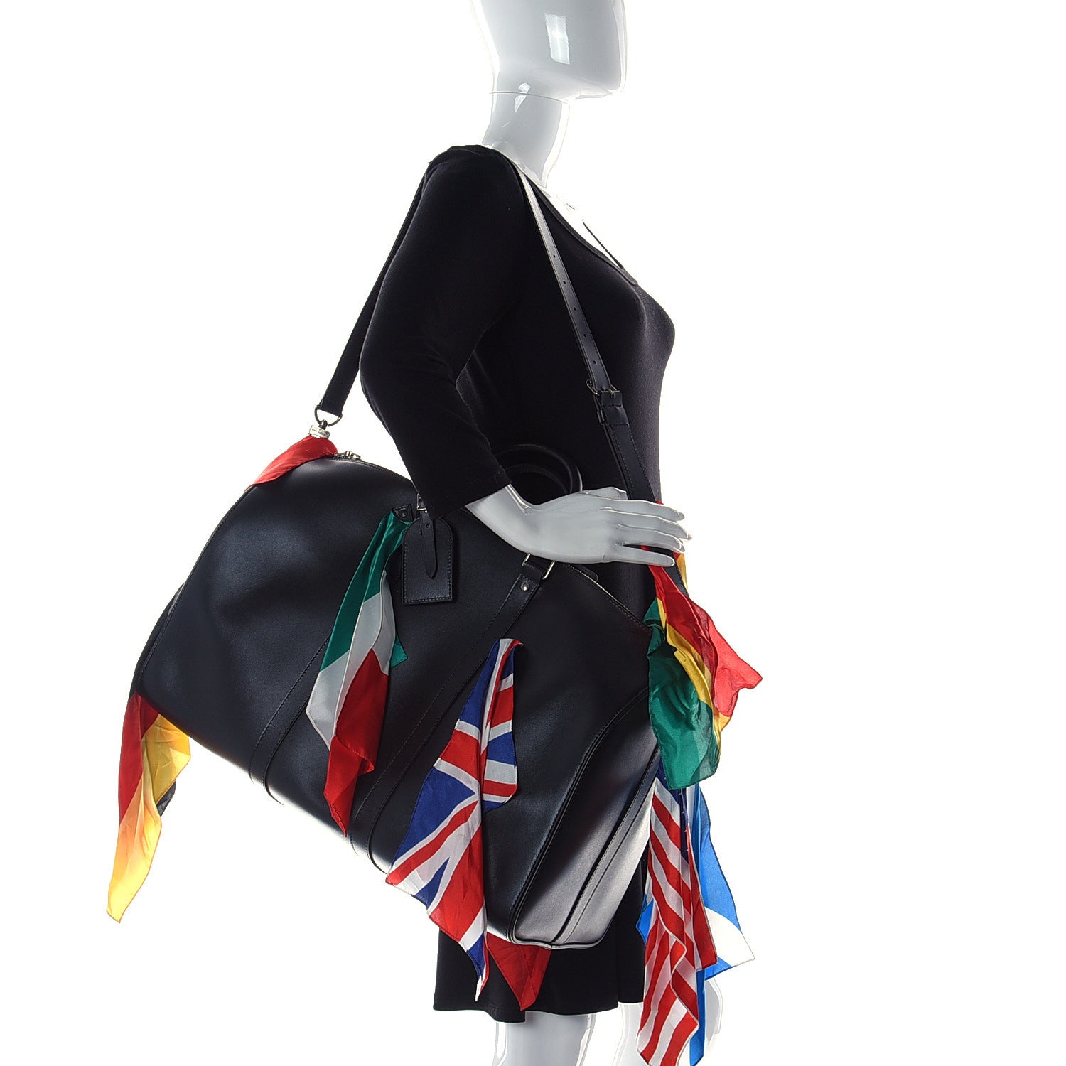 Louis Vuitton Calfskin Flags Keepall Bandouliere 50 Black 3 of 13