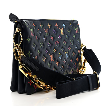 Louis Vuitton Lambskin Embossed Monogram LV Garden Coussin MM Navy Blue 3 of 15