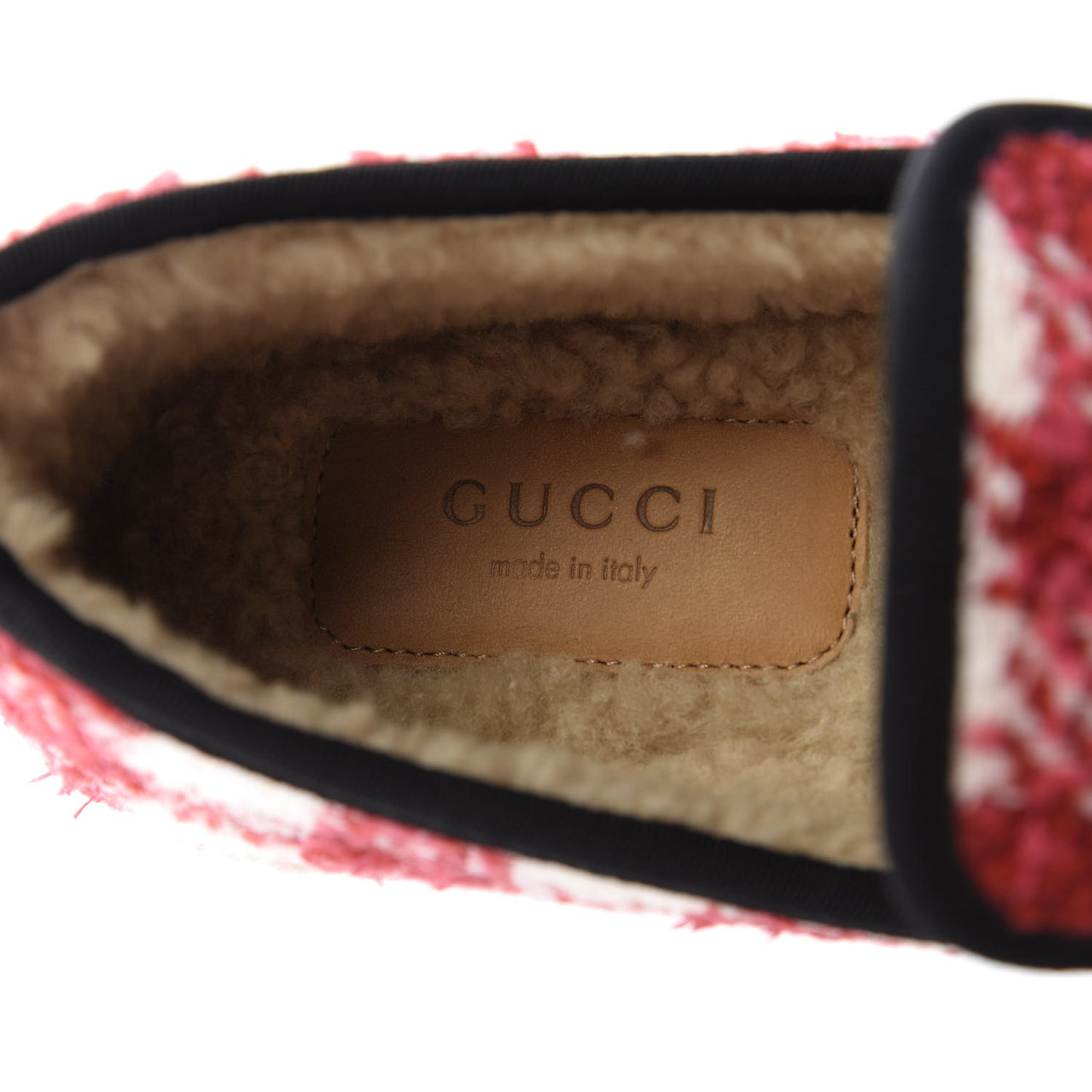 Wool Tweed Checkered Womens Fria Horsebit Loafers 38.5 Red