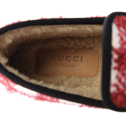 Gucci Wool Tweed Checkered Womens Fria Horsebit Loafers 38.5 Red 7 of 9