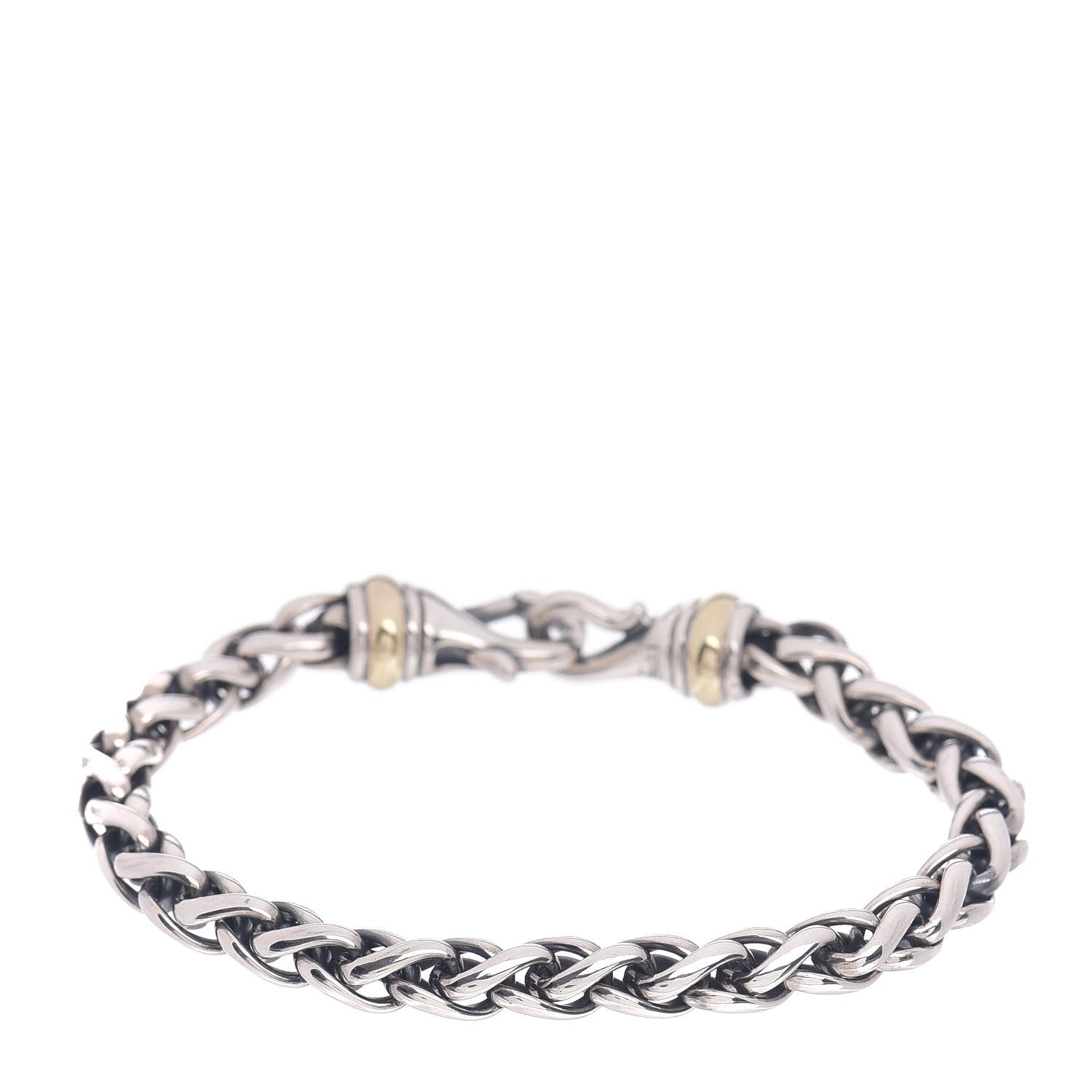 David Yurman Sterling Silver 14K Yellow Gold 6mm Wheat Chain Bracelet 1 of 4