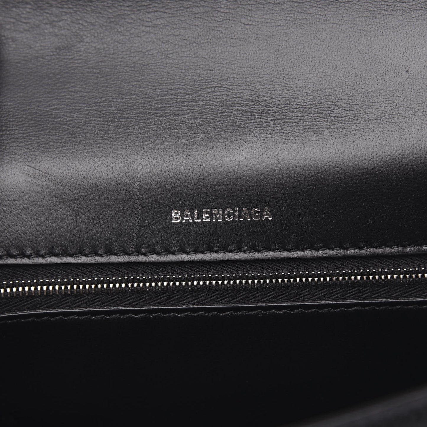 Grained Calfskin Medium Hourglass Top Handle Bag Black