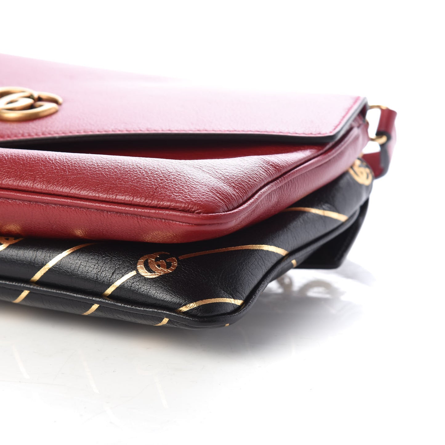 Calfskin Diagonal GG Medium Thiara Double Envelope Shoulder Bag Black Red