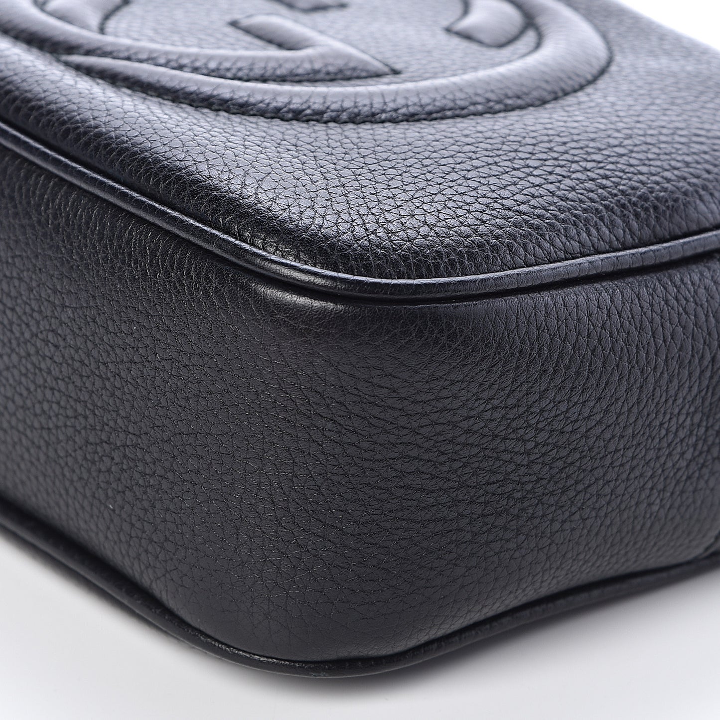 Pebbled Calfskin Small Soho Disco Bag Black