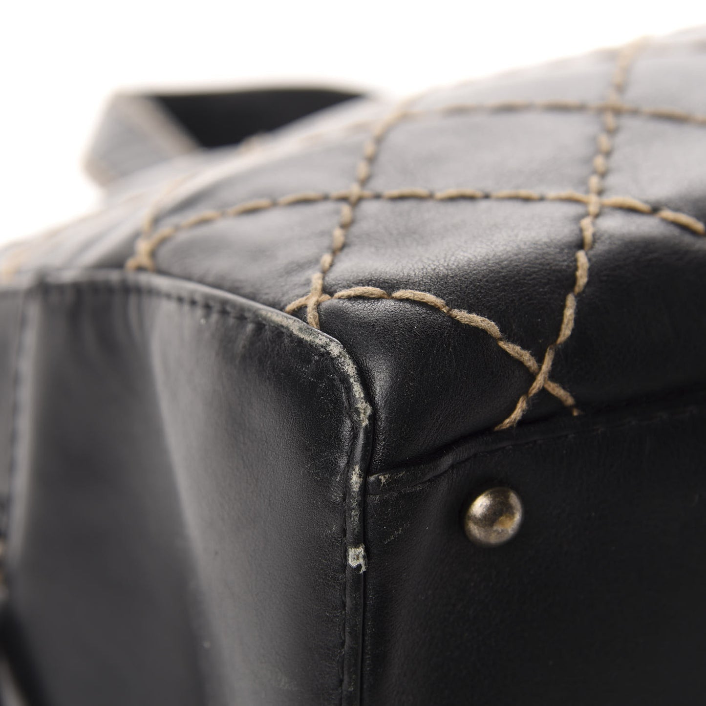 Calfskin Wild Stitch Top Handle Bag Black