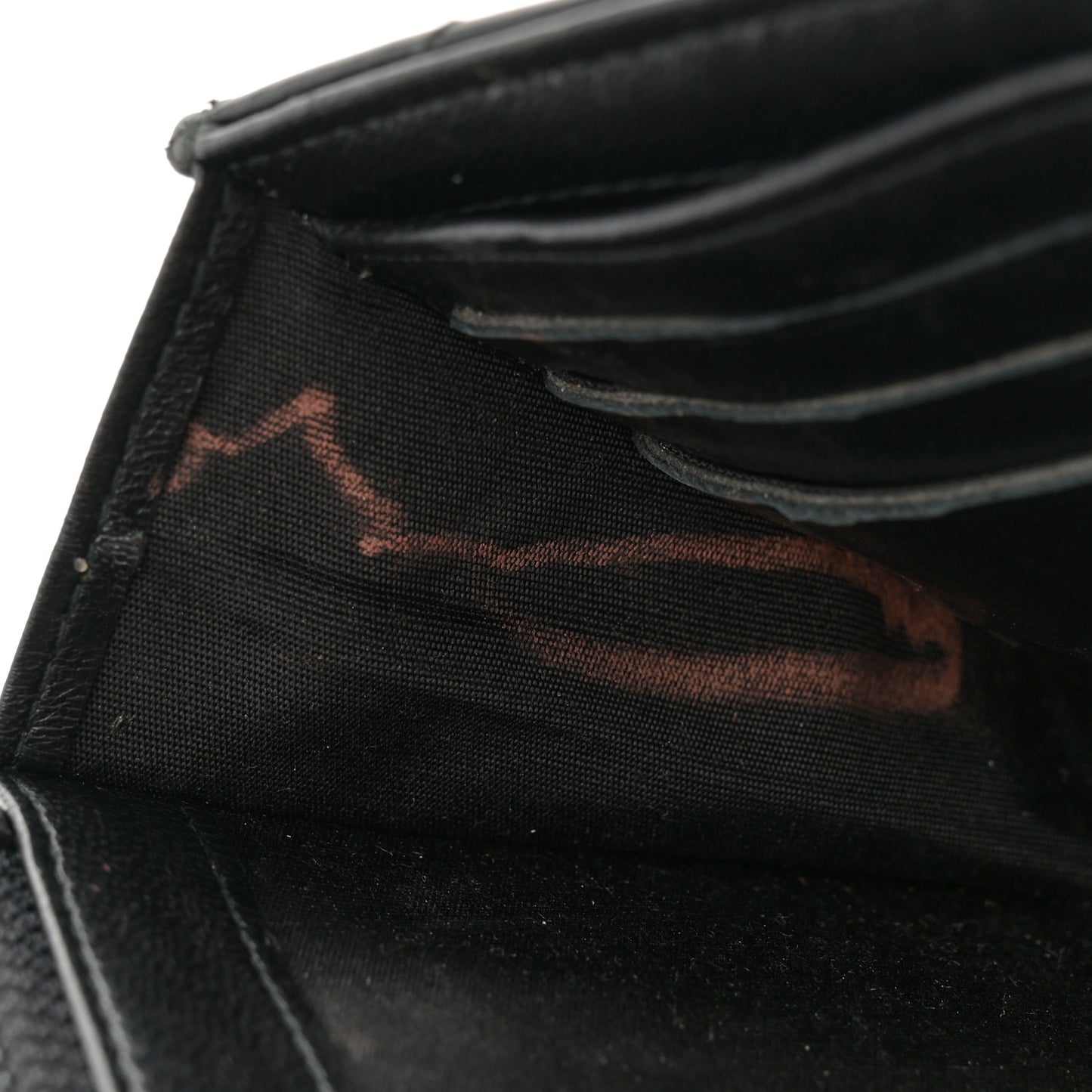 Lambskin Chevron Quilted Trendy CC Wallet On Chain WOC Black