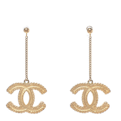 Chanel CC Drop Earrings Matte Gold 1 of 8