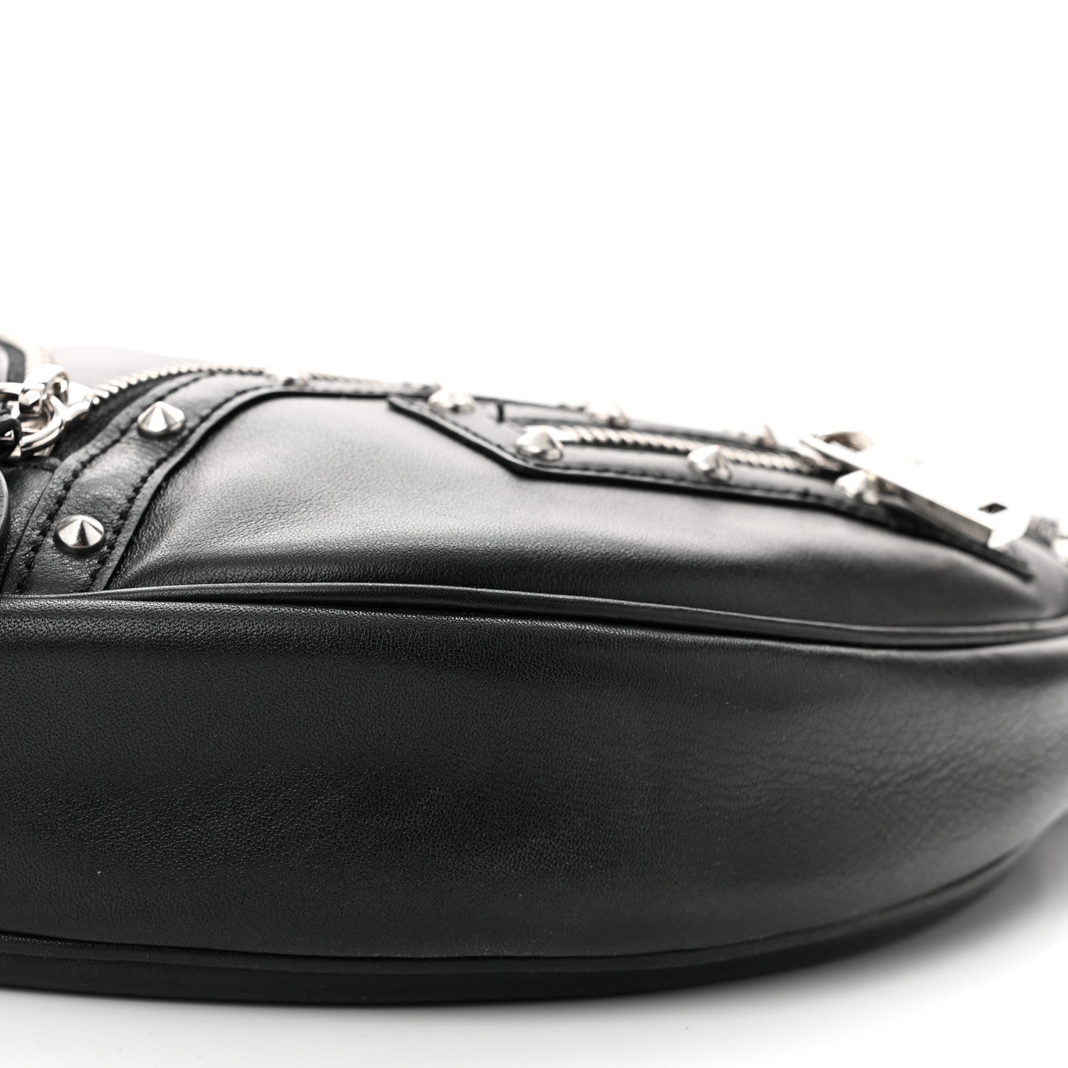 Versace Calfskin Studded Small Repeat Zip Hobo Black 9 of 9