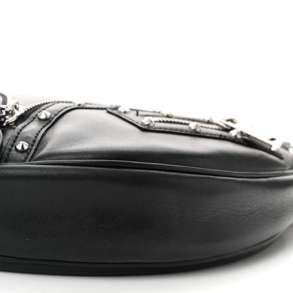 Versace Calfskin Studded Small Repeat Zip Hobo Black 9 of 9