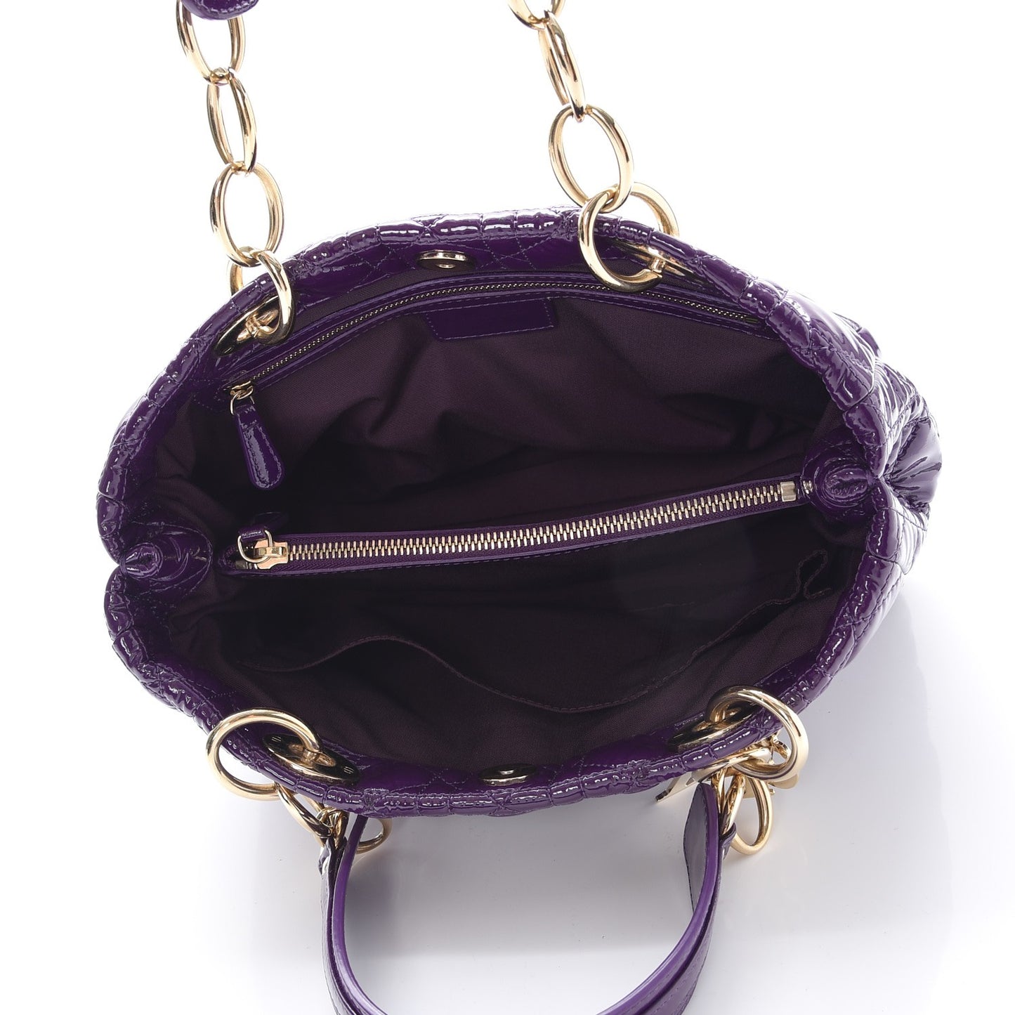 Patent Cannage Small Dior Soft Shopping Tote Violet