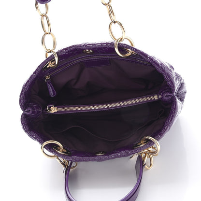 Christian Dior Patent Cannage Small Dior Soft Shopping Tote Violet 5 of 8