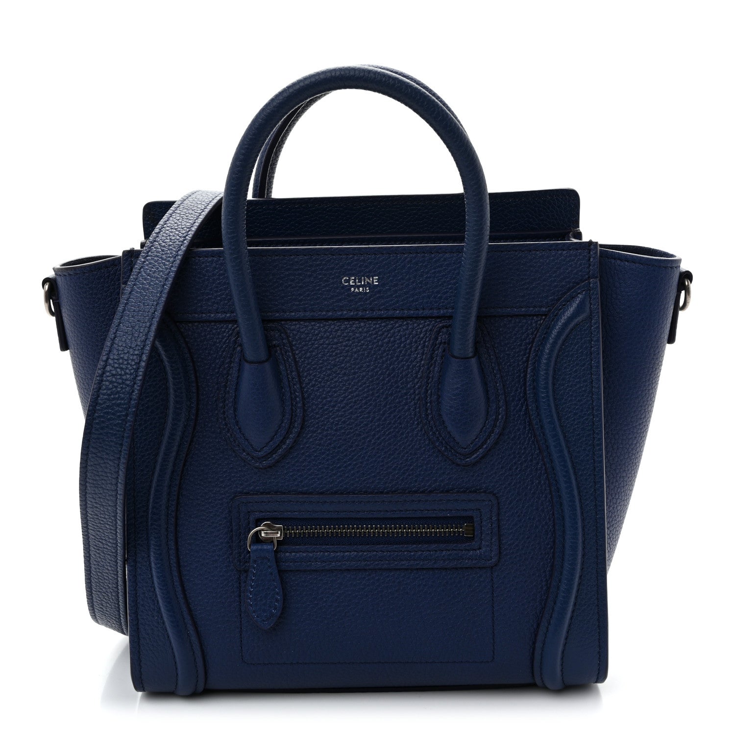Celine Drummed Calfskin Nano Luggage Indigo 1 of 11