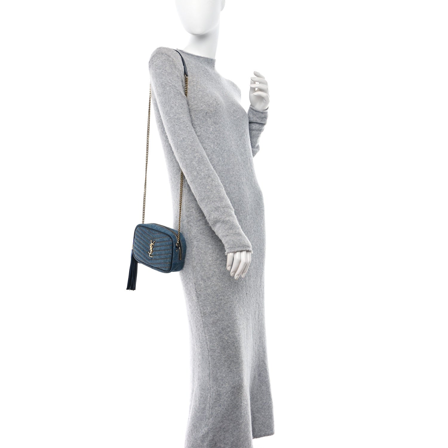 Saint Laurent Denim Matelasse Monogram Mini Lou Camera Bag California Blue 2 of 10
