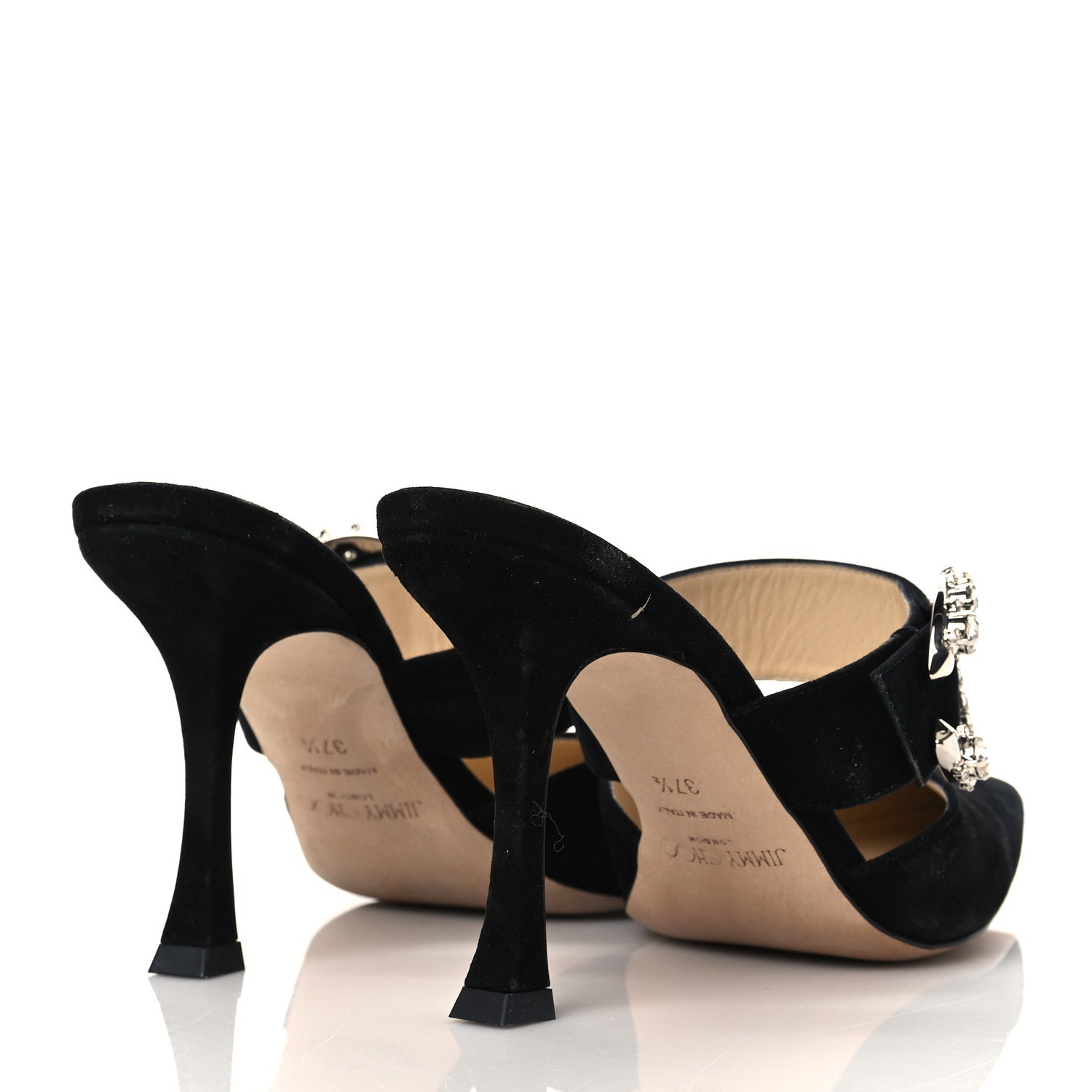 Jimmy Choo Suede Crystal Marta 90 Mules 38 Black 4 of 9