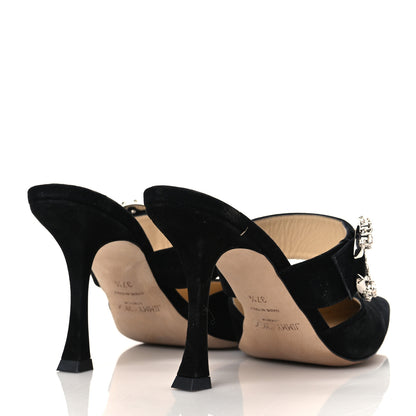 Jimmy Choo Suede Crystal Marta 90 Mules 38 Black 4 of 9