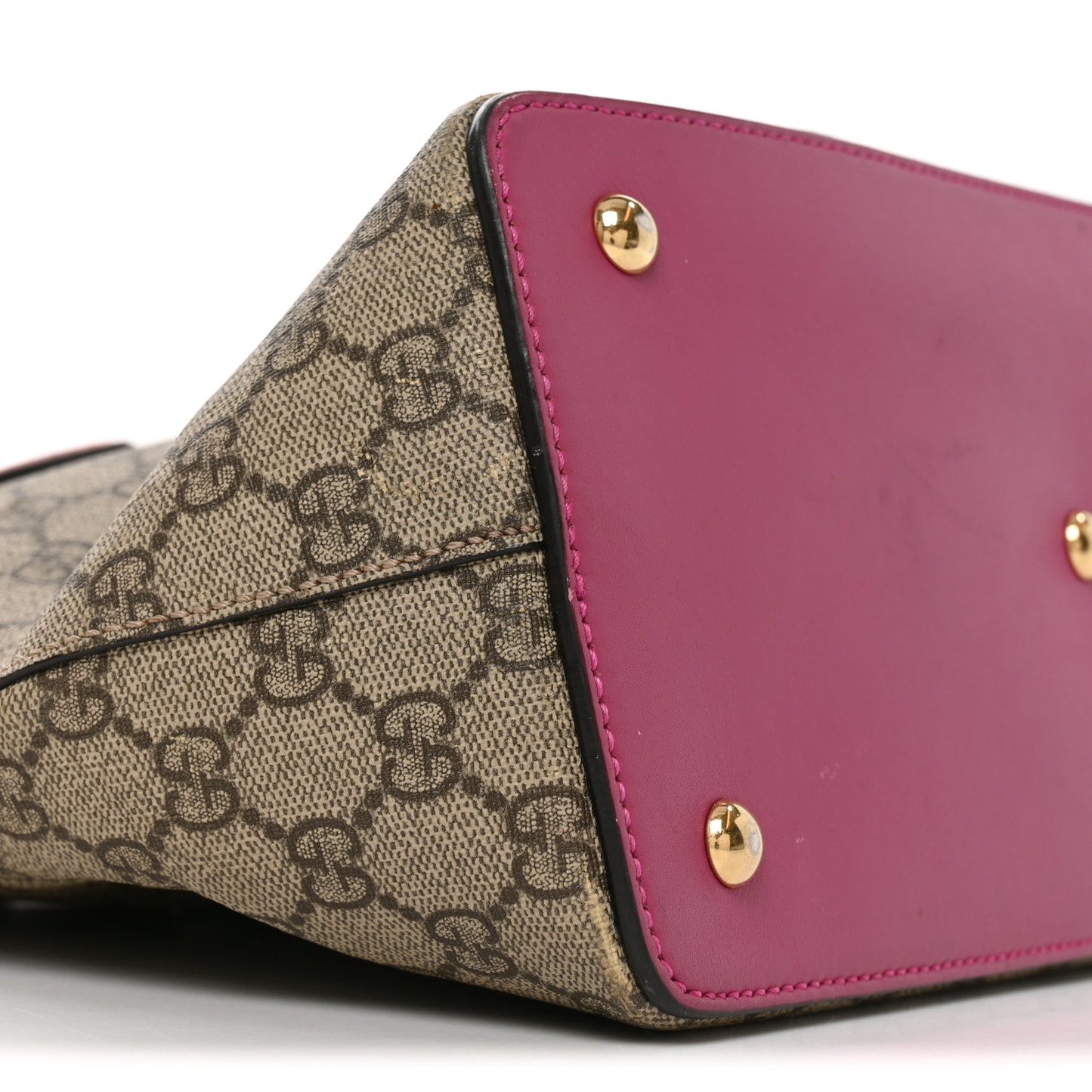 GG Supreme Monogram Linea A Foldover Tote Beige Hibiscus Red New Rosette