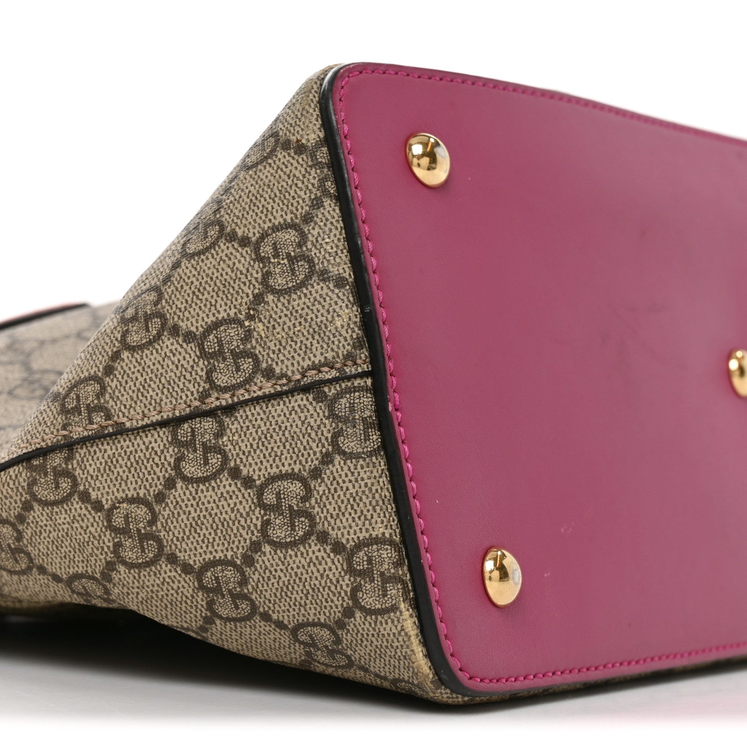 Gucci GG Supreme Monogram Linea A Foldover Tote Beige Hibiscus Red New Rosette 9 of 10