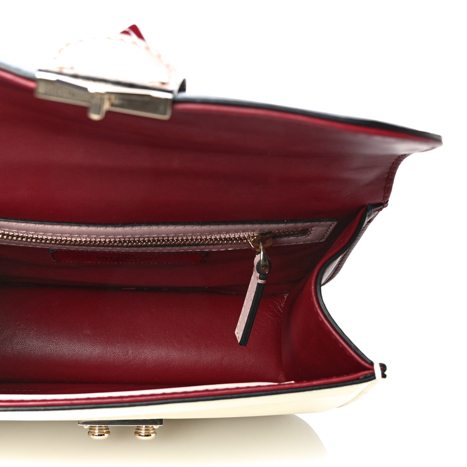 Valentino Garavani Vitello Small Glam Lock Rockstud Flap Light Ivory Water Rose Marine Rubin 6 of 13