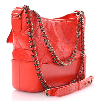 Chanel Aged Calfskin Quilted Medium Gabrielle Hobo Red 3 of 10
