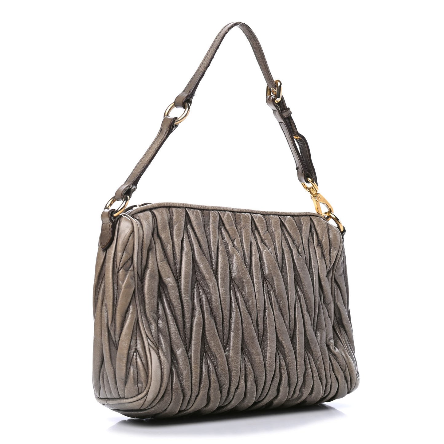 Leather Matelasse Lux Shoulder Bag Argilla