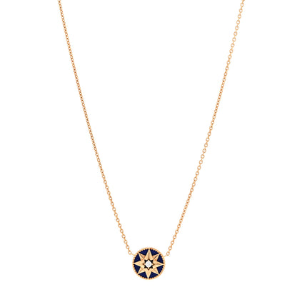 Christian Dior 18K Yellow Gold Diamond Lapis Lazuli Rose Des Vents Necklace 1 of 4