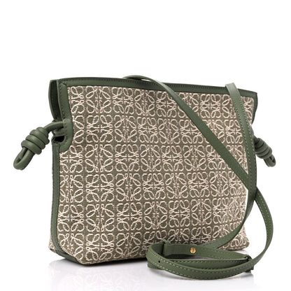 Loewe Jacquard Anagram Calfskin Mini Flamenco Knot Clutch Avocado Green 3 of 8