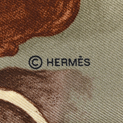 Hermes Silk Les Bassets Scarf 45 Vert Amande Brun Bleu 2 of 3