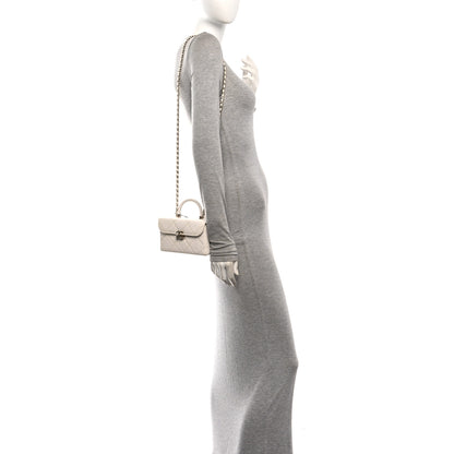 Chanel Shiny Calfskin Quilted CC Handle Vanity Flap Bag White 2 of 10
