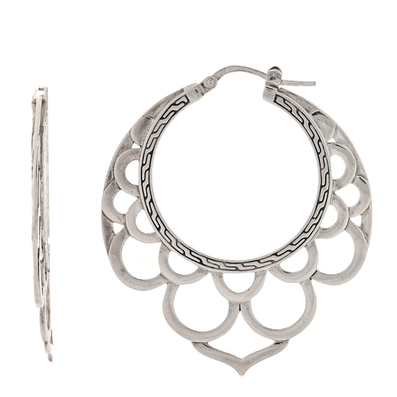 John Hardy Sterling Silver Large Naga Lace Hoop Earrings 1 of 4