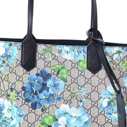 Gucci GG Supreme Monogram Blooms Small Reversible Tote Beige Blue Navy 8 of 14