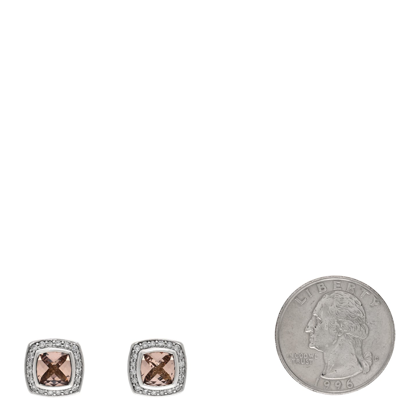 Sterling Silver Diamond Morganite 5mm Petite Albion Earrings