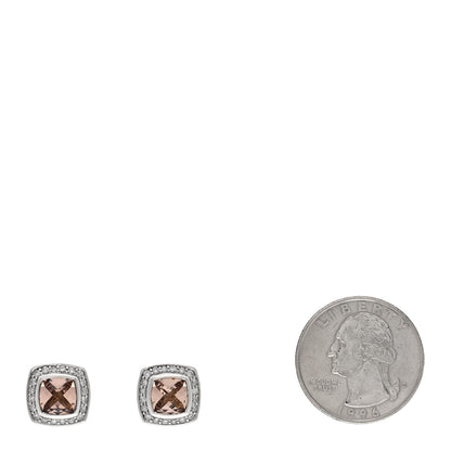 David Yurman Sterling Silver Diamond Morganite 5mm Petite Albion Earrings 2 of 4