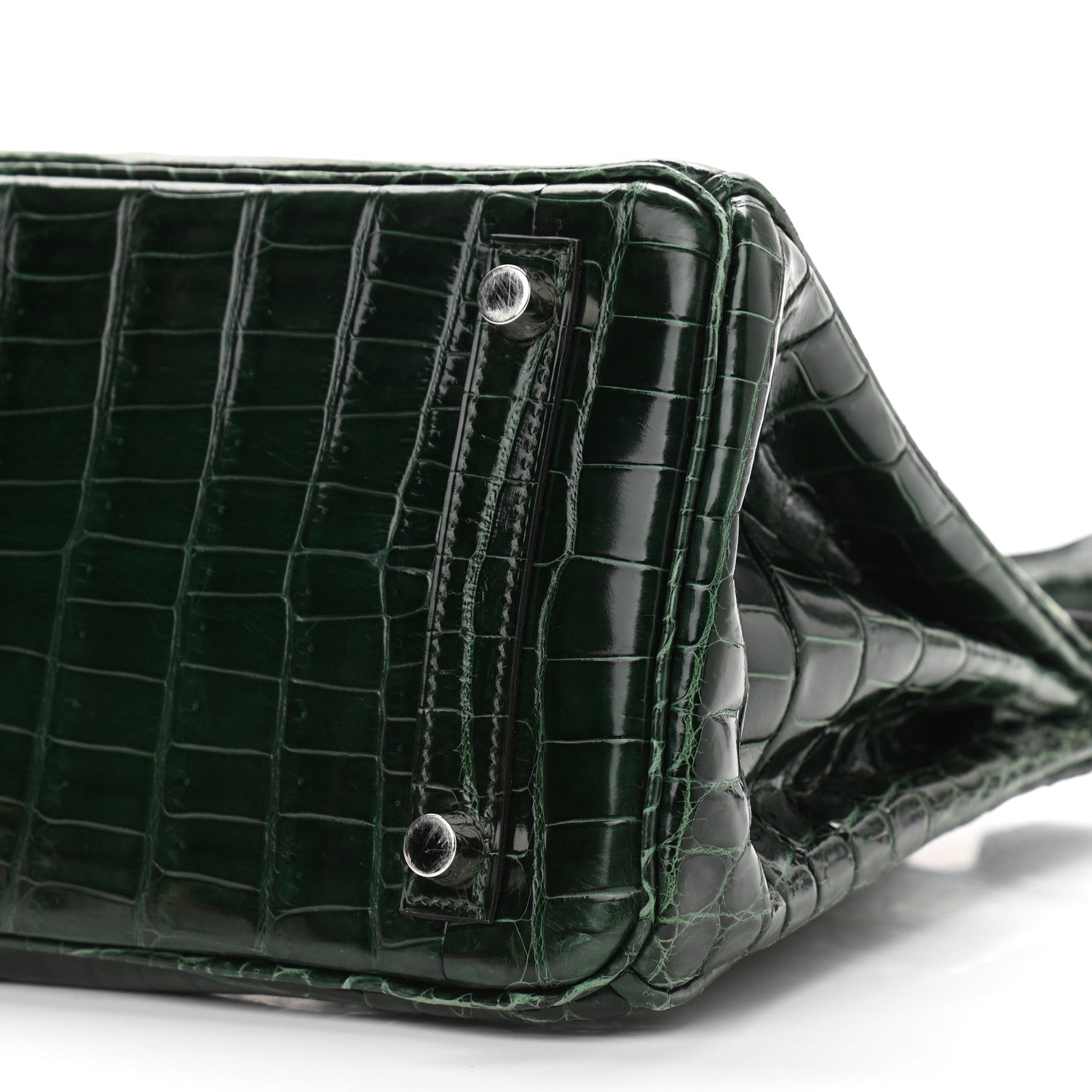 Hermes Shiny Niloticus Crocodile Birkin 25 Vert Fonce 10 of 11