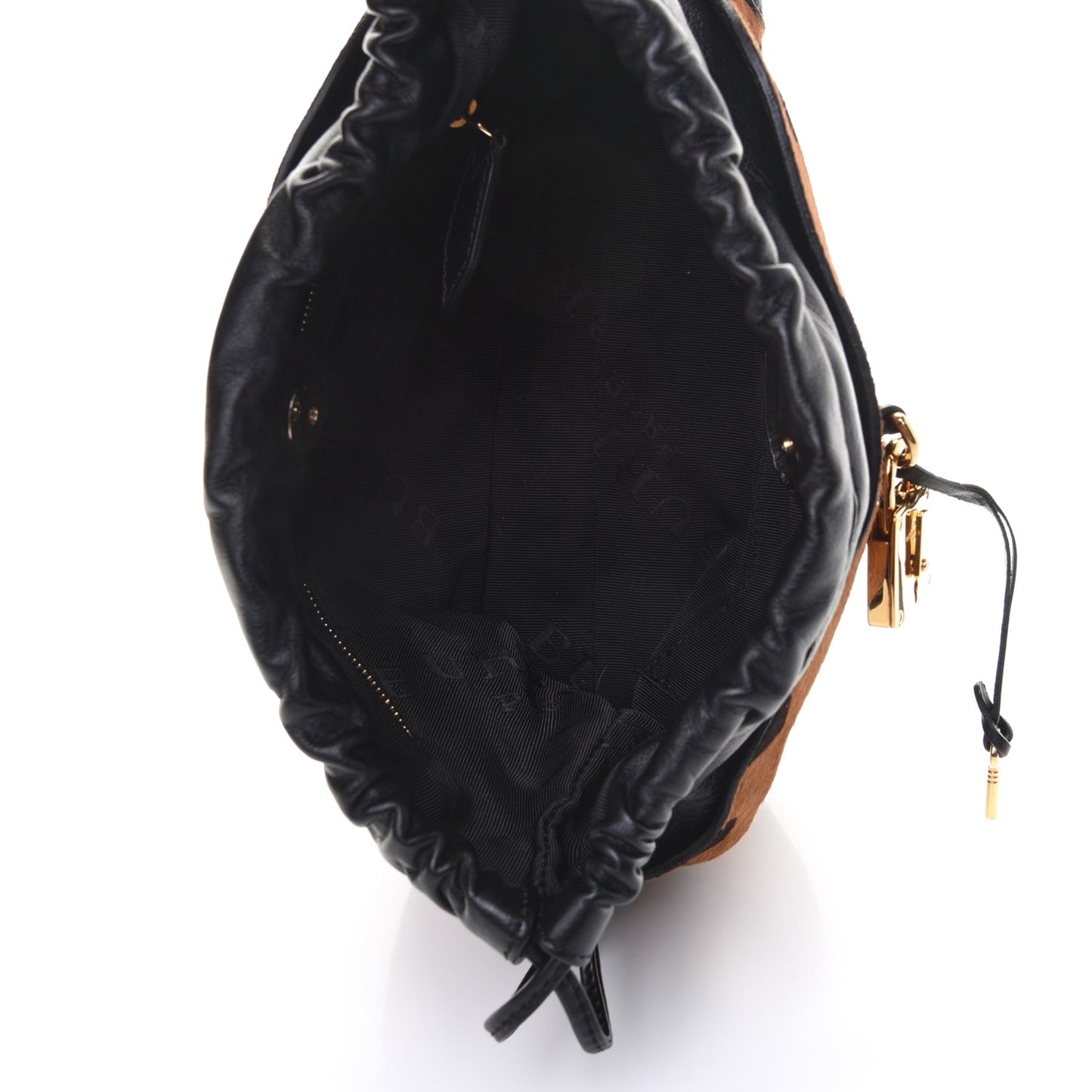 Calf Hair Heart Print Little Crush Dark Camel Black