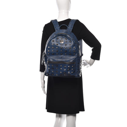 MCM Visetos Medium Studded Stark Backpack Navy Blue 2 of 8