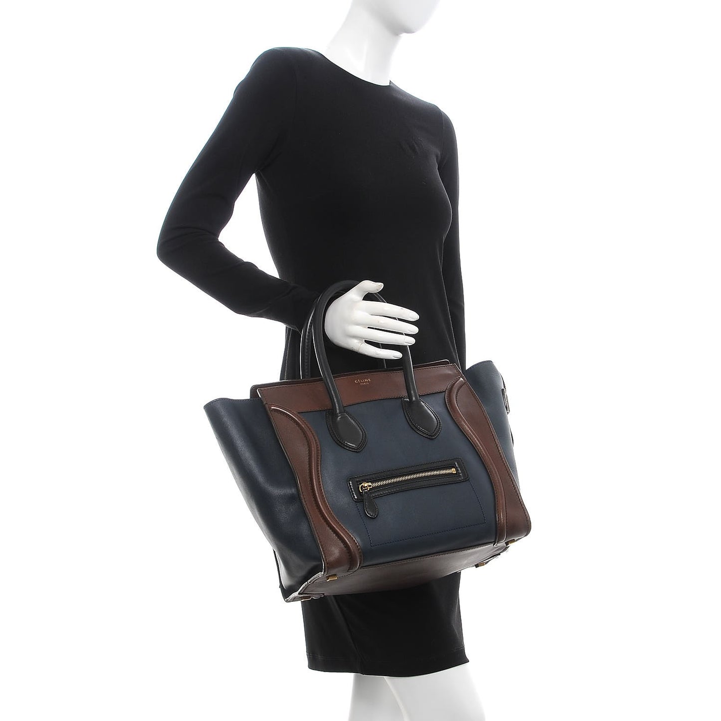 Smooth Calfskin Mini Tri-Color Luggage Navy