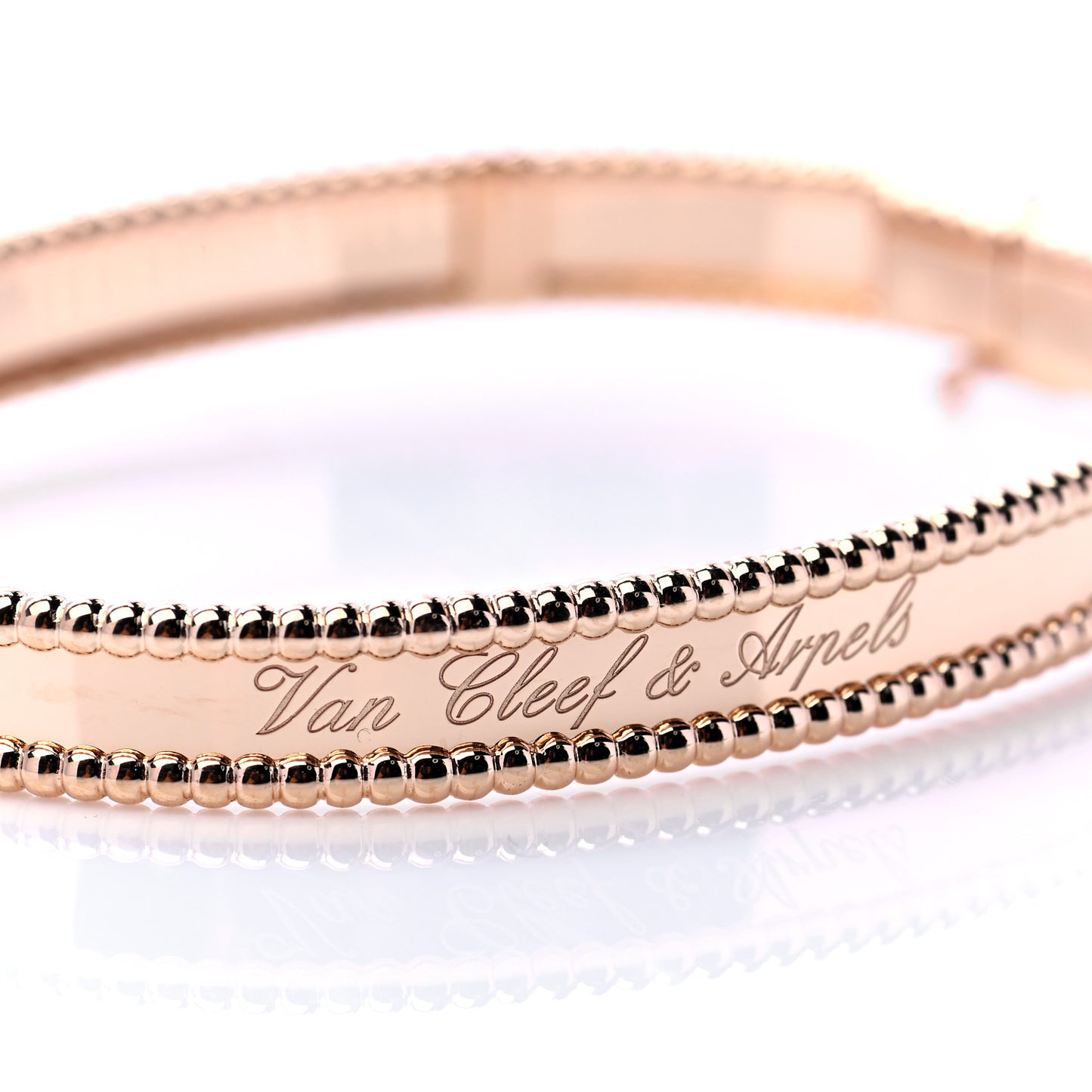 18K Rose Gold Perlee Signature Bangle Bracelet L