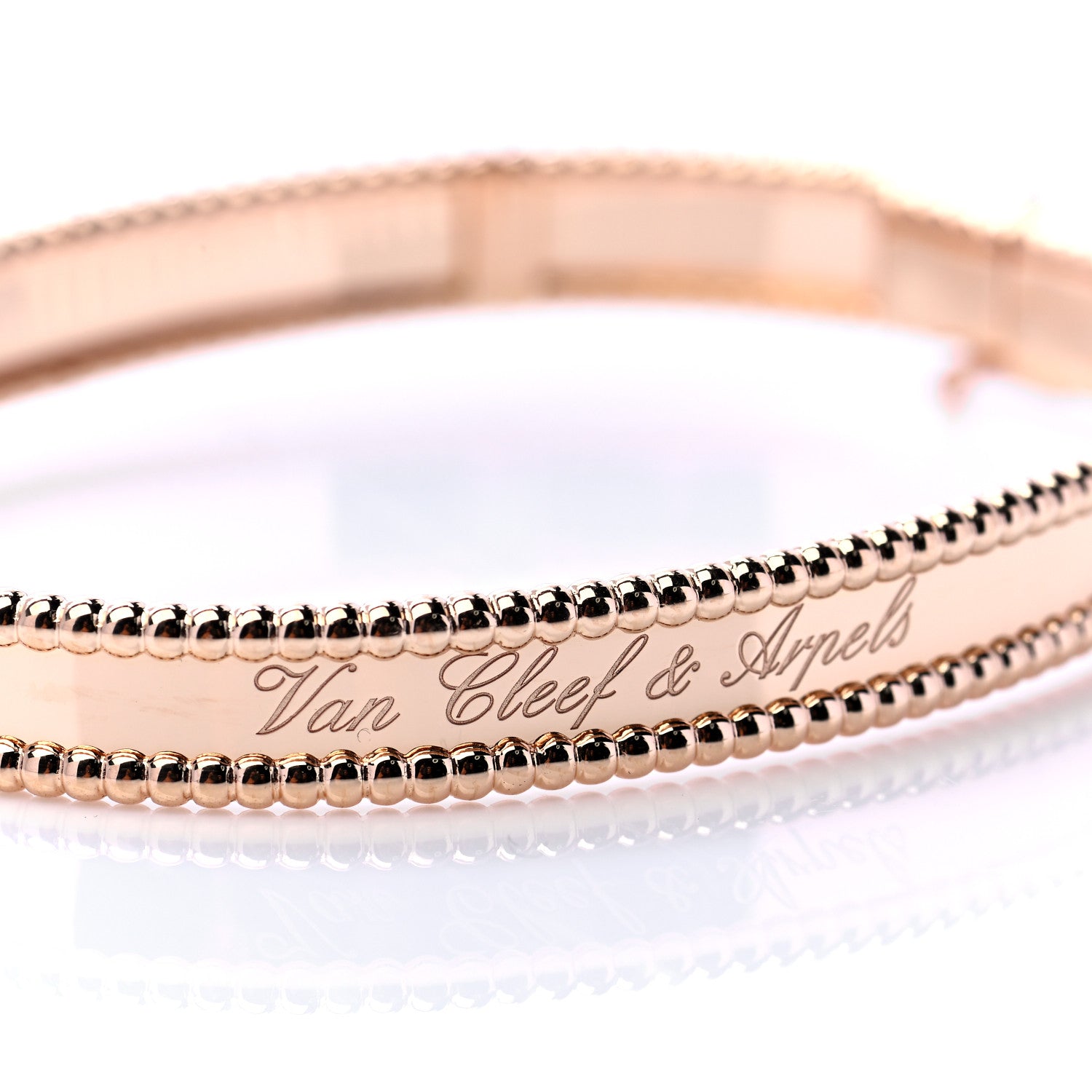 Van Cleef & Arpels 18K Rose Gold Perlee Signature Bangle Bracelet L 6 of 7