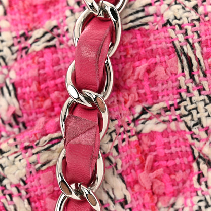 Chanel Tweed Quilted Medium Double Flap Hot Pink 11 of 13