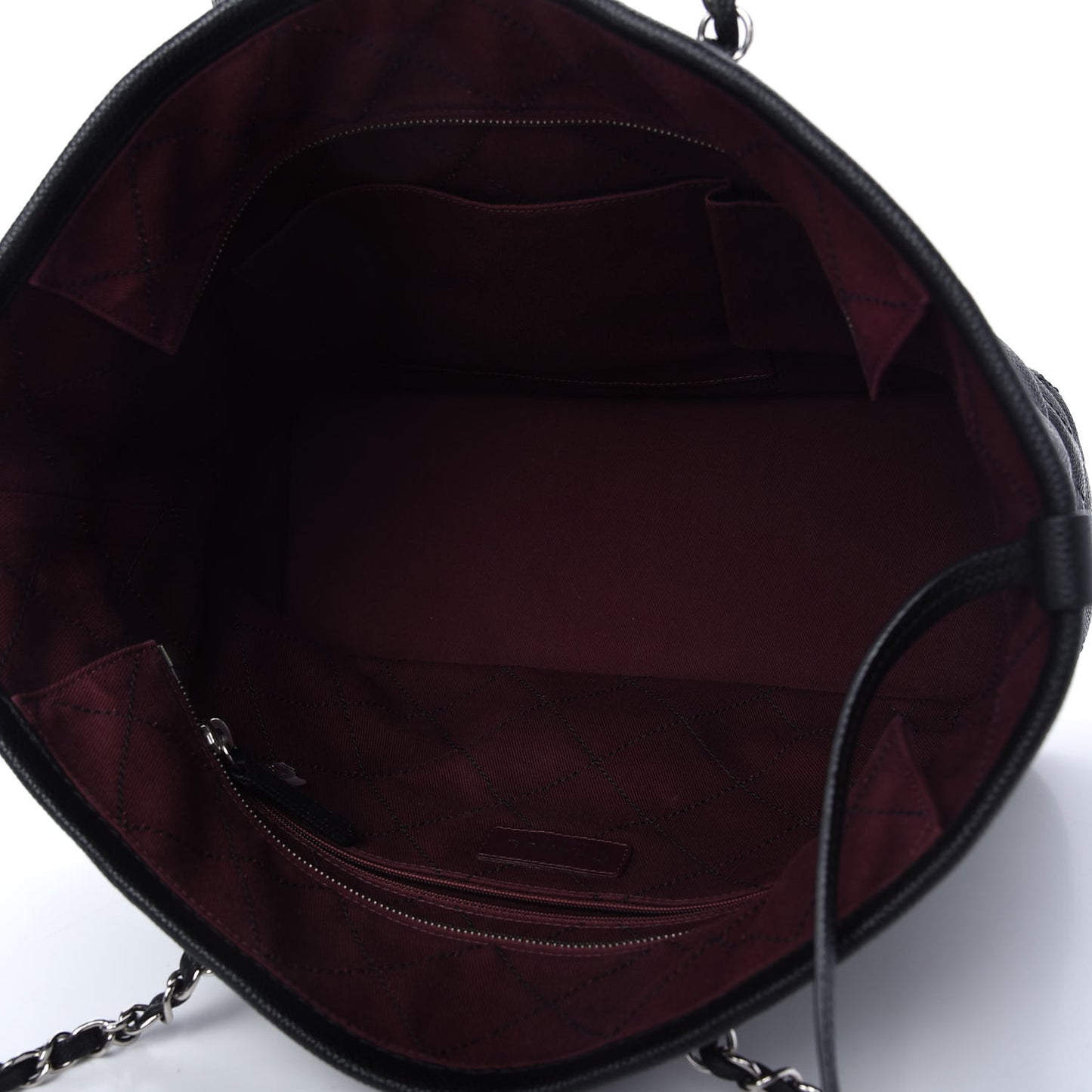 Grained Calfskin Quilted Small Daily Shopping Tote Black