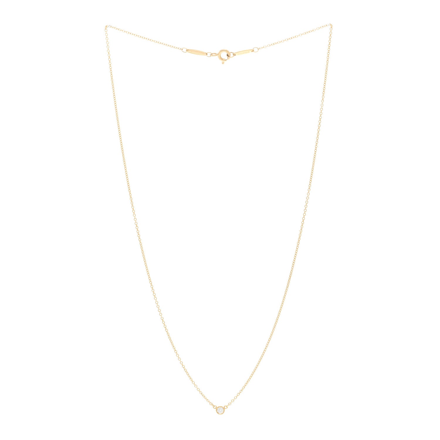 Tiffany 18K Yellow Gold Diamond .05ct Elsa Peretti Diamonds by the Yard Pendant Necklace 3 of 4