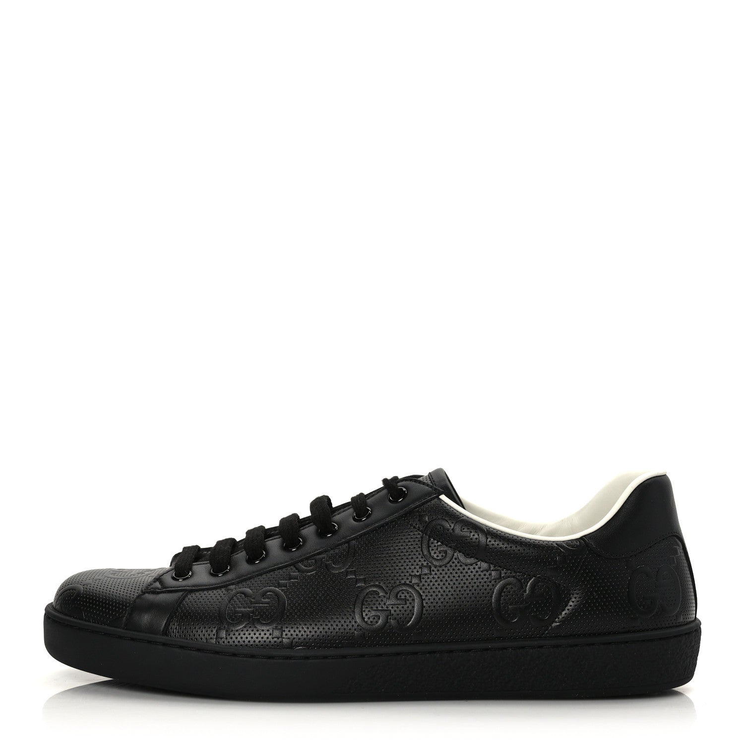 Gucci Calfskin GG Tennis Embossed Mens Ace Sneakers 10.5 Black 1 of 9
