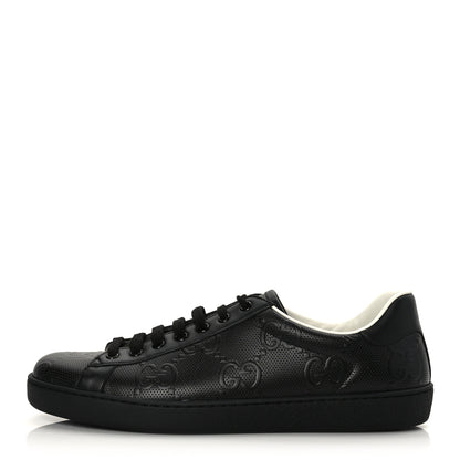 Gucci Calfskin GG Tennis Embossed Mens Ace Sneakers 10.5 Black 1 of 9