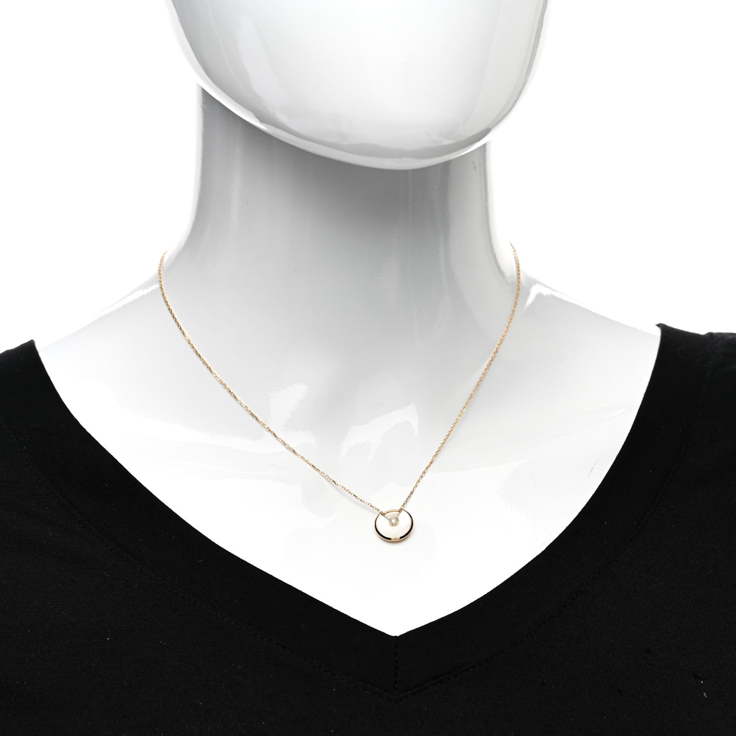 Cartier 18K Yellow Gold Diamond Mother of Pearl XS Amulette de Cartier Pendant Necklace 2 of 5