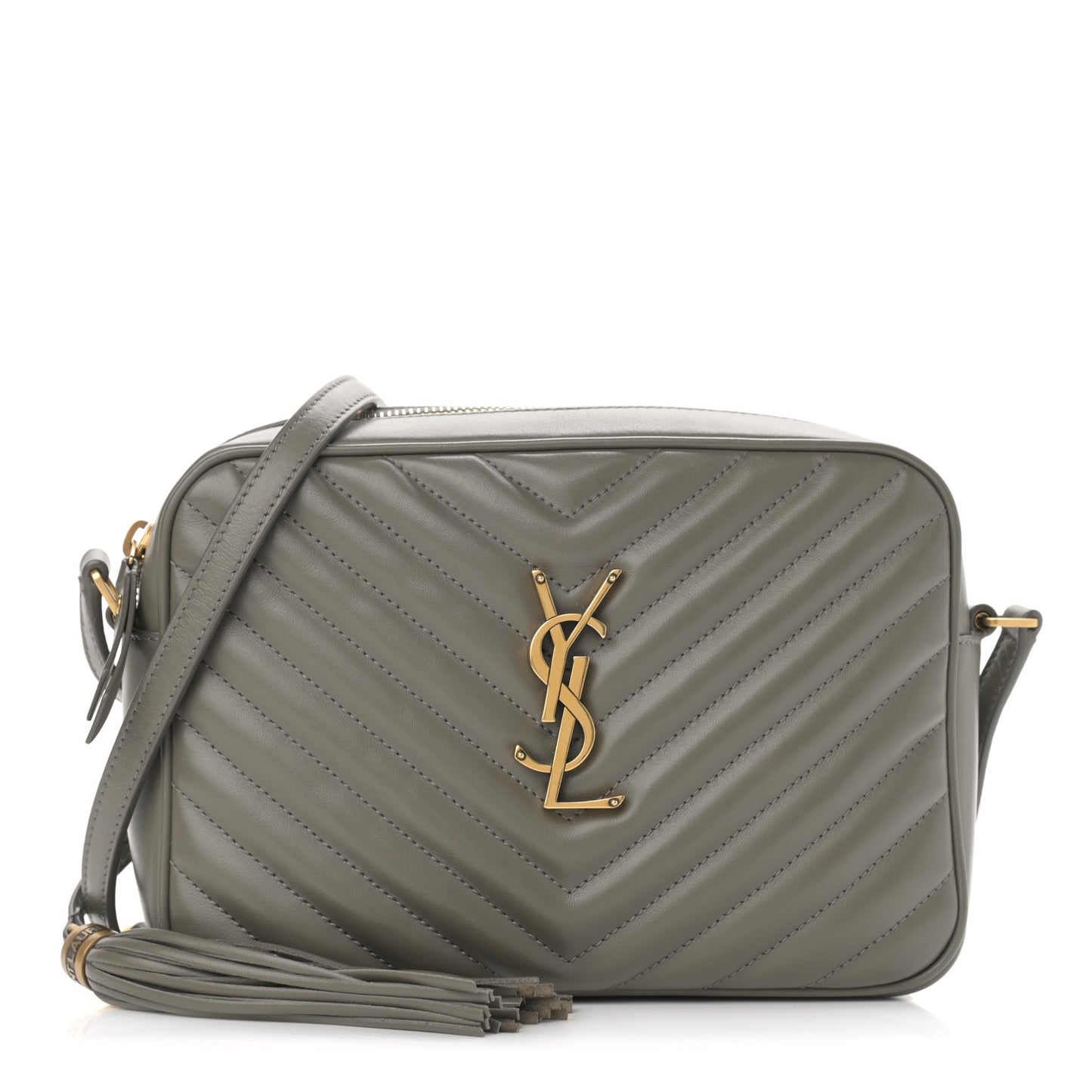 Calfskin Matelasse Monogram Lou Camera Bag Grey Kaki