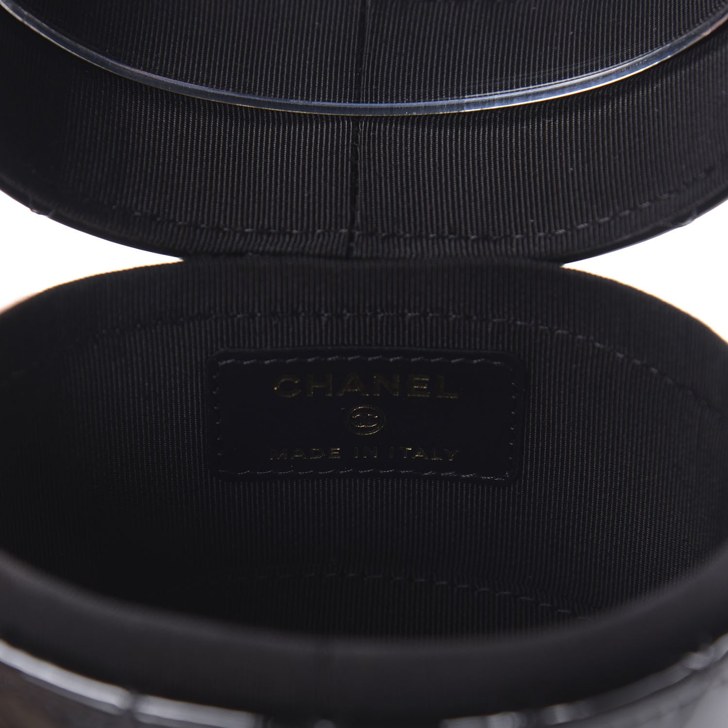 Chanel Patent Quilted Round Small Vanity With Chain Black 9 of 12